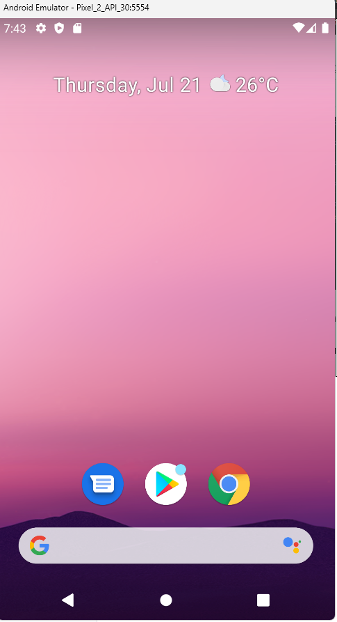 android emulator home screen