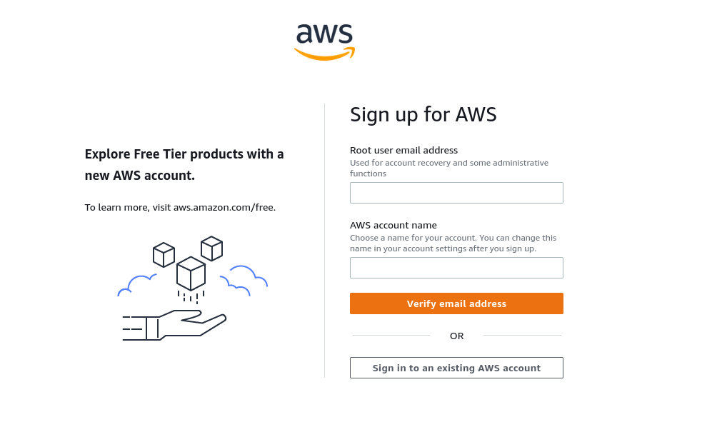aws create account page