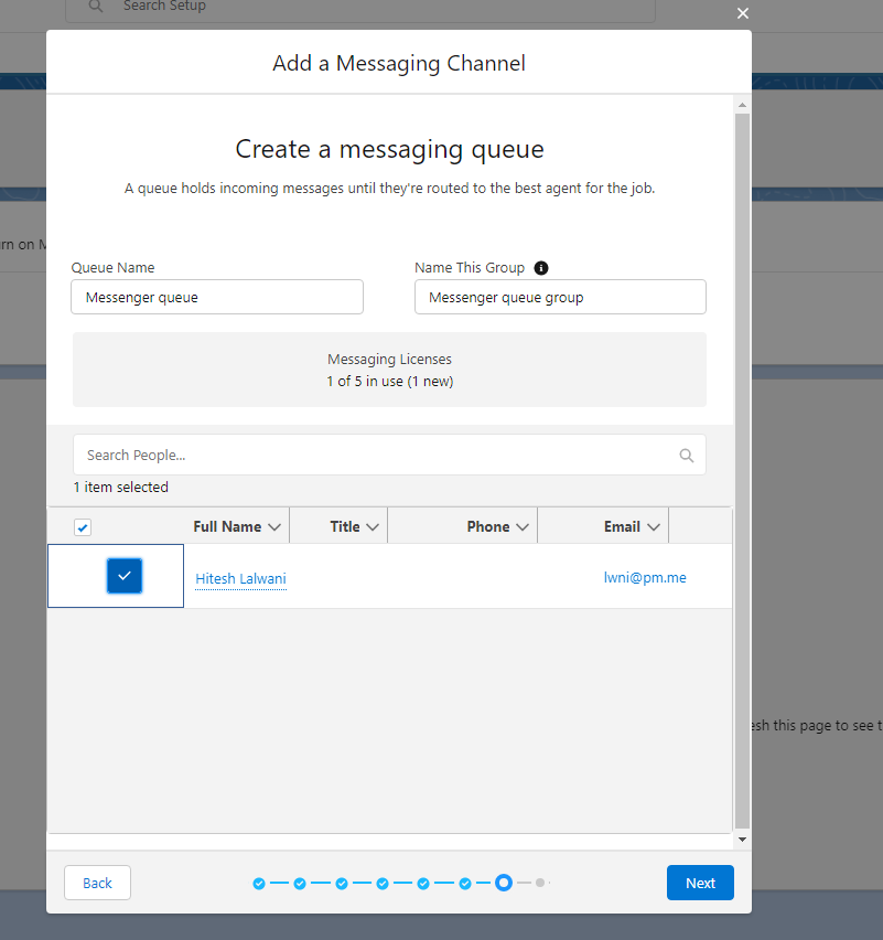 creating a mesasging queue for a salesforce messaging channel
