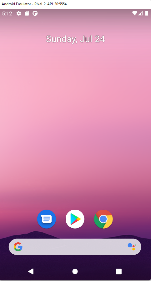 android emulator home screen