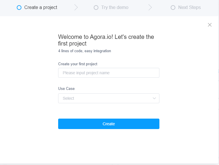 agora create project page