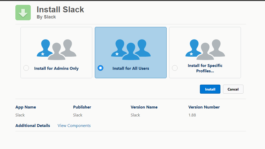 installing slack for all users on salesforce
