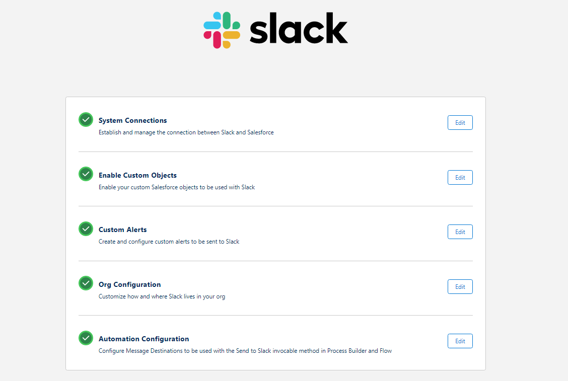 salesforce + slack integration complete 